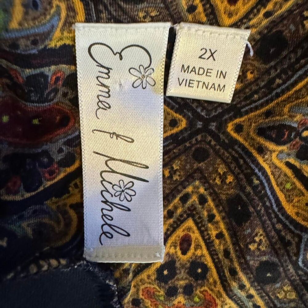 Emma & Michele Women's Paisley Gold Cutout Midi Shift Dress Size 2x - Picture 6 of 8
